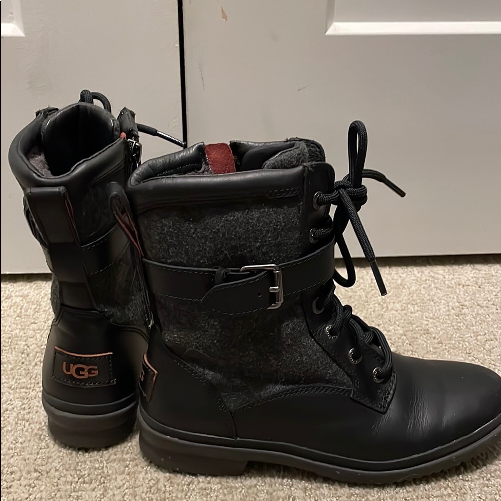 UGG Black and Dark Gray Leather Boot (Kesey women’s boot)